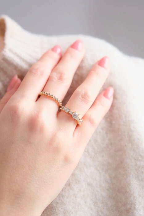 Heliophilia Silver Anillo de Latón Dorado con Circonio Heliophilia Silver Anillo de Latón Dorado con Circonio